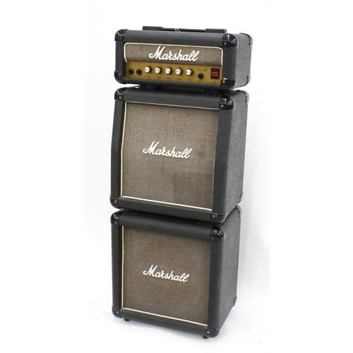 651 - 1986 Marshall Lead 12 guitar amplifier set with head, one matching angled and one straight speaker c... 