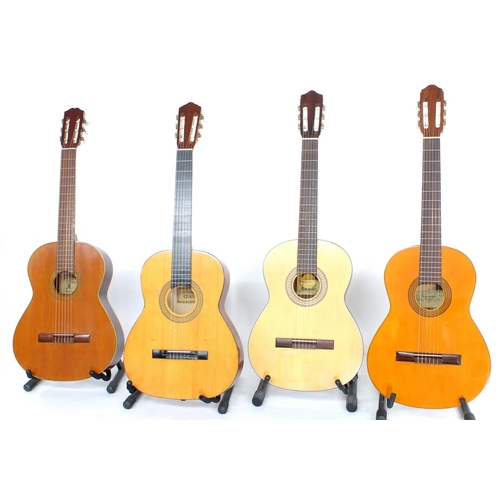 1344 - Raimundo Model 106 classical guitar, hard case; together with an Alhambra nylon string guitar in nee... 
