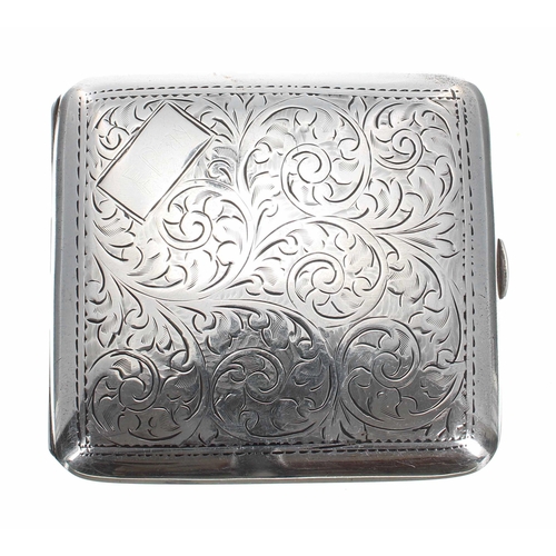 508 - S W Goode & Co. silver cigarette case, with a foliate engraved cover with small cartouche, enclo... 
