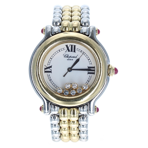 27 - Chopard Happy Sport bi-metal lady's wristwatch, reference no. 8237, white dial with seven floating d... 