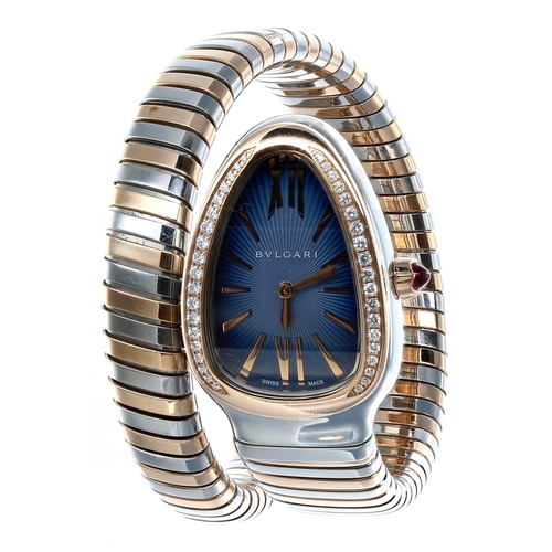 35 - Bvlgari Tubogas Serpenti rose gold and stainless steel lady's bangle watch, reference no. SP 35SPG, ... 