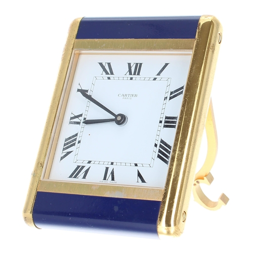 22 - Les Must de Cartier travel alarm clock, reference no. 7505, serial no. 02666 rectangular white dial,... 