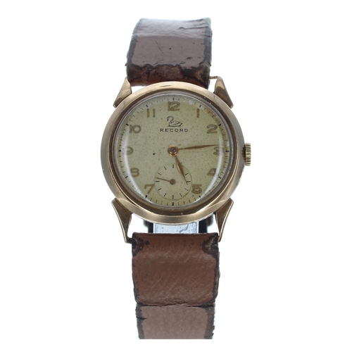 56 - Record 9ct gentleman's wristwatch, London 1959, signed dial with Arabic numerals and subsidiary seco... 
