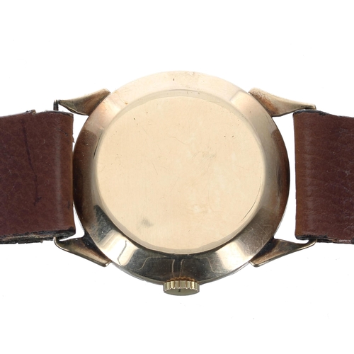 56 - Record 9ct gentleman's wristwatch, London 1959, signed dial with Arabic numerals and subsidiary seco... 