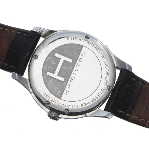 57 - Hamilton Jazzmaster stainless steel gentleman's wristwatch, reference no. H324110, black dial, ETA 9... 
