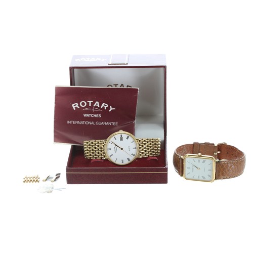 45 - Rotary gold plated gentleman's wristwatch in box; also a Raymond Weil gold plated gentleman's wristw... 