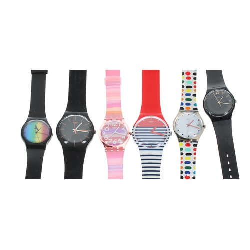 50 - Collection of six Swatch wristwatches, all fitted with new batteries and working (6) ... 