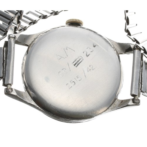 53 - Movado British Air Ministry Pilot's wristwatch, circa 1942, silvered dial with Arabic numerals, minu... 
