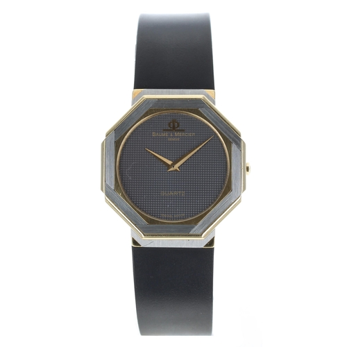 50A - Baume & Mercier Quartz octagonal bicolour lady's wristwatch, circular black dial, case no. 57xx ... 