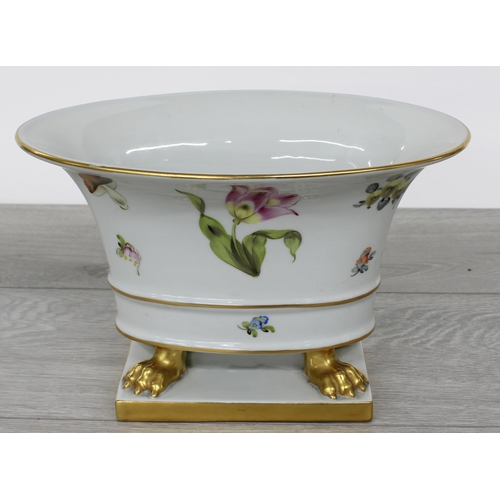 14 - Herend, Hungary hand painted porcelain oval centrepiece, gilt highlighted with floral and fruit deco... 