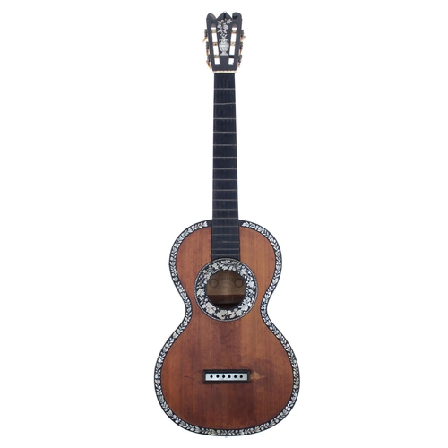 1201 - 19th century guitar in need of restoration, bearing a label inscribed 'Lacote, Luthier, Paris, Annee... 