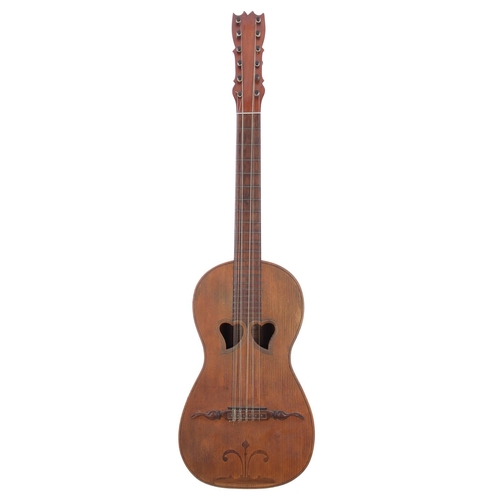1215 - Interesting Portuguese guitar, labelled 'Estabelecimento...A.M. Rose, San Leandro, California'; Back... 