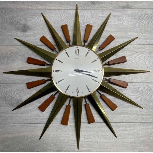 12 - Vintage Metamec starburst wall clock with battery movement, the 8