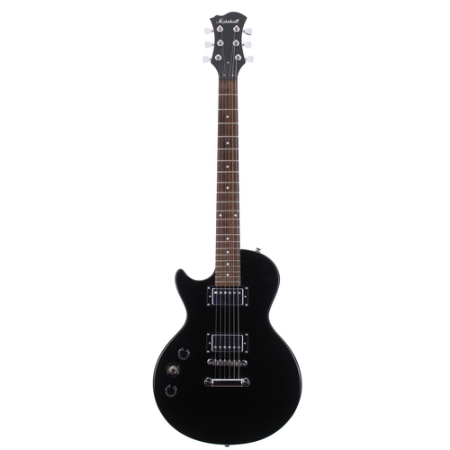 49 - Marshall left-handed electric guitar, made in Vietnam; Body: black finish; Neck: good; Fretboard: ro... 