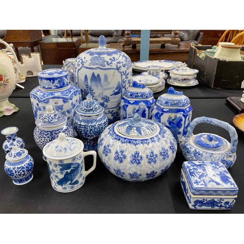 40 - Selection of decorative modern Chinese blue and white porcelain jars