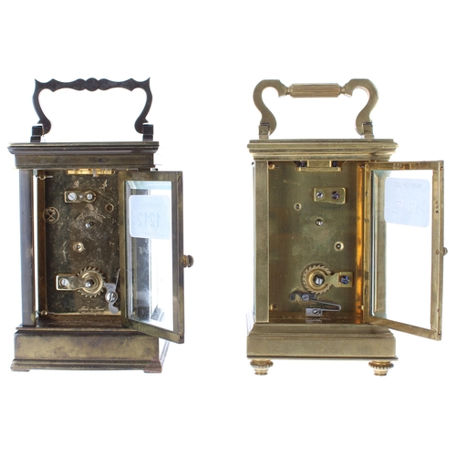 1212 - L'Epee carriage clock timepiece with eleven jewel movement, within a plain stepped brass case, 6.25