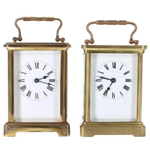 1213 - Duverdry & Bloquel carriage clock timepiece within a corniche brass case, 5.75