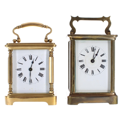 1215 - Duverdry & Bloquel carriage clock timepiece within a corniche brass case, 5.75