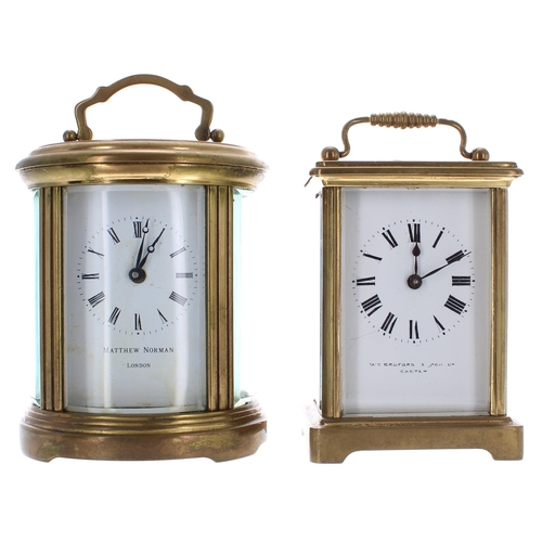 1216 - Matthew Norman oval carriage clock timepiece, 6.25
