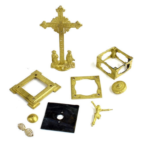 2123 - Various cast brass fittings, possibly from an 18th century mystery clock