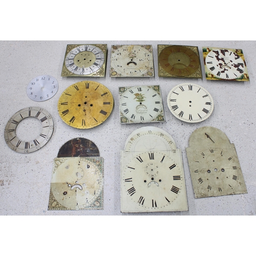 2003 - Eleven various arched, square and round longcase clock dials (11)