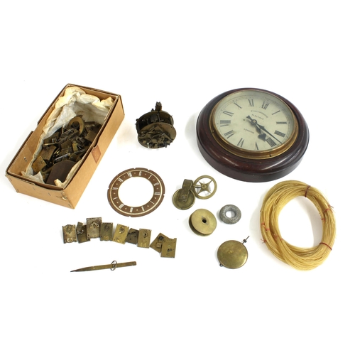 2124 - Small Synchronome electric slave dial, old French movement and a quantity of clock parts including o... 