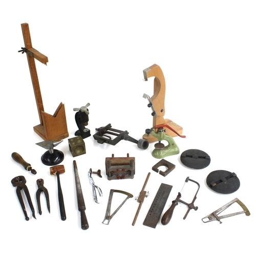 2126 - Large quantity of clock making tools, including hand tools, mainspring winder, pliers and various dr... 