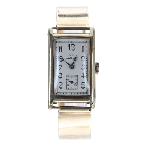 3 - Omega 9ct rectangular gentleman's wristwatch, import hallmark for Edinburgh 1930, serial no. 7784xxx... 