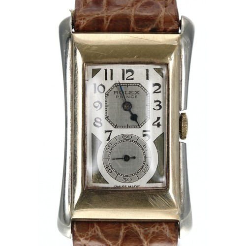 33 - Rare Rolex Prince Brancard 9ct bicolour gentleman's wristwatch, reference no. 971U, import hallmarks... 