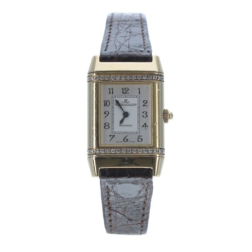 53 - Jaeger-LeCoultre 'Reverso' 18ct rectangular diamond set lady's wristwatch, rectangular silvered dial... 