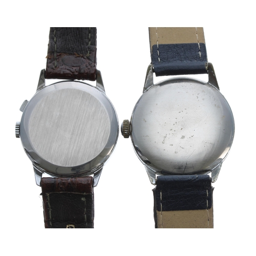 405 - Cyma Cymaflex braille nickel plated and stainless steel wristwatch, signed dial, hinged bezel, signe... 