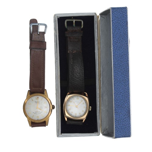 420 - Camerer Cuss & Co 9ct cushion cased gentleman's wristwatch, London 1953, silvered dial, ETA cal.... 