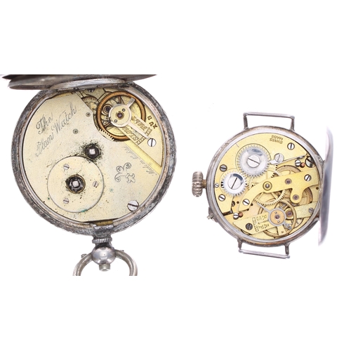 423 - Attractive Swiss silver and enamel wire-lug wristwatch, import hallmarks for Birmingham 1917, with a... 