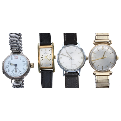 425 - Three vintage gentleman's wristwatches to include Everite, Bulova and Helvetia; also with a silver w... 