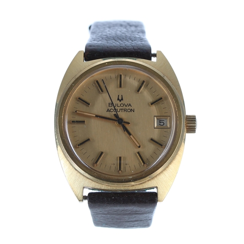 449 - Bulova Accutron gold plated and stainless steel gentleman's wristwatch, circa 1973/74, champagne dia... 