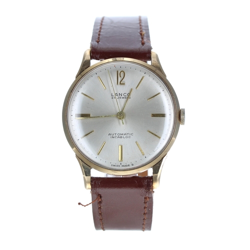 454 - Lanco 9ct automatic gentleman's wristwatch, Edinburgh 1963, signed silvered dial with Arabic 12 and ... 
