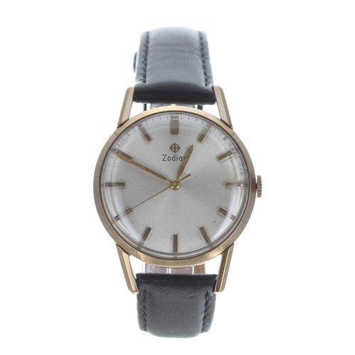 432 - Zodiac 9ct gentleman's wristwatch, Edinburgh 1961, silvered dial with baton markers, minute markers ... 