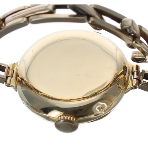 439 - 18ct lady's wristwatch, import hallmarks Edinburgh 1924, gilt Roman numeral dial, gilt 17 jewel move... 