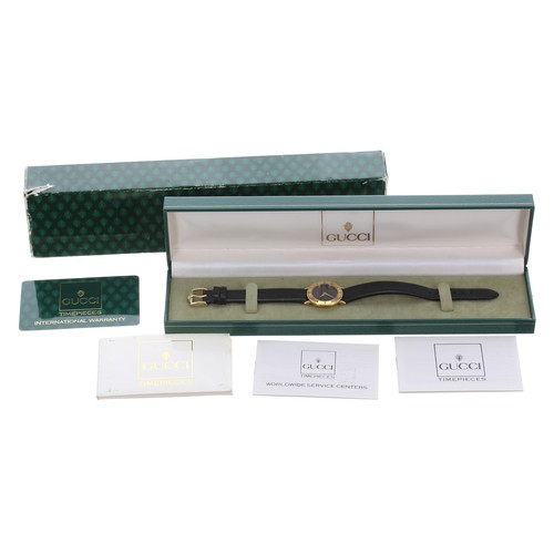 442 - Gucci gold plated lady's wristwatch in a Gucci box, reference no. 3000.2.L, quartz, 26mm... 