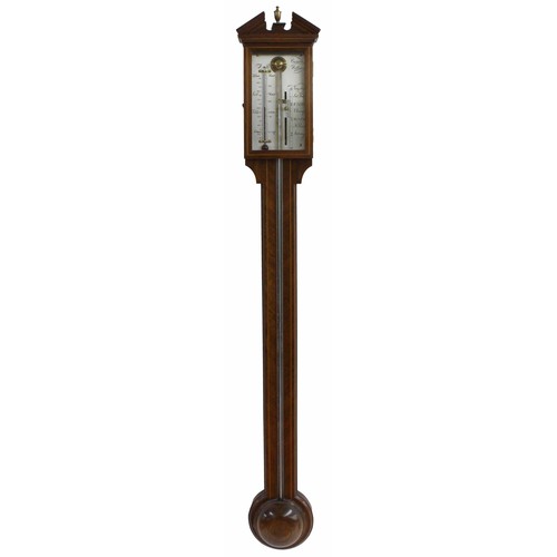 1013 - Comitti of Holborn contemporary stick barometer, the silvered scale also fitted with a thermometer o... 