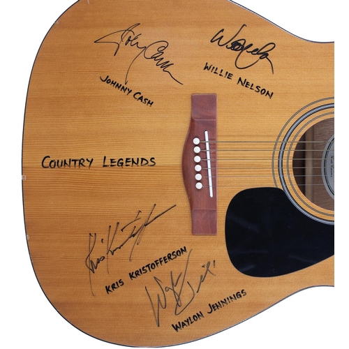 544 - Country Artists - autographed Yamaha F-310 acoustic guitar, signed by Johnny Cash, Willie Nelson, Kr... 