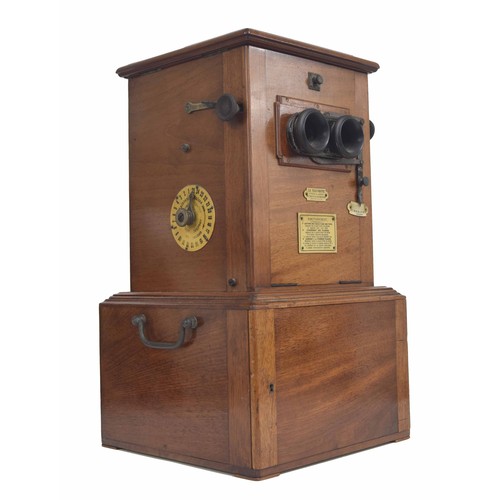 562 - Early 20th century French 'Le Taxiphote' Stereoscopic viewer, the mahogany table top case bearing iv... 