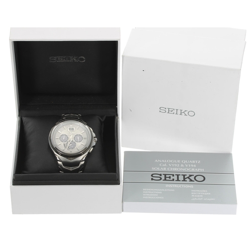 25 - Seiko Coutura Solar Silver Chronograph stainless steel gentleman's wristwatch, reference no. SSC627P... 