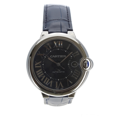 30 - Cartier Ballon Bleu automatic stainless steel blue dial watch, reference no. 3765, serial no. 8677xx... 