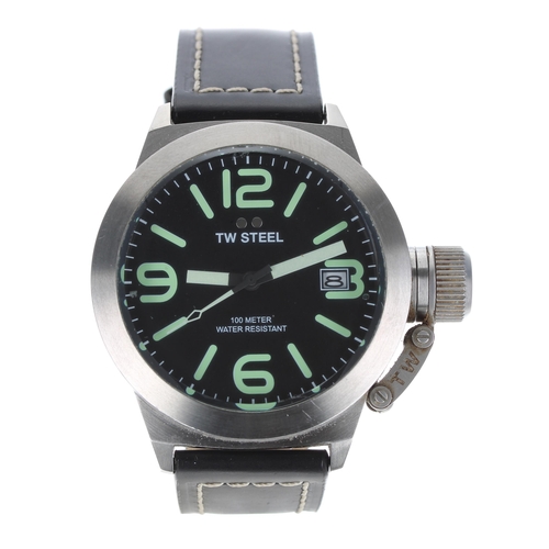 50 - TW Steel Canteen stainless steel gentleman's wristwatch, reference no. CS21, quartz, black leather s... 