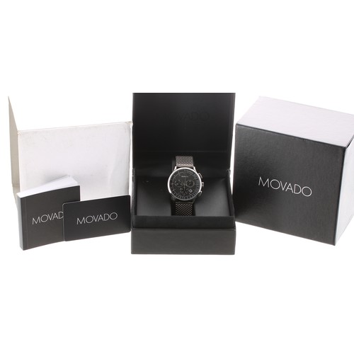56 - Movado Circa chronograph stainless steel gentleman's bracelet watch, ref. 35.1.14.1184, no. 1413xxxx... 