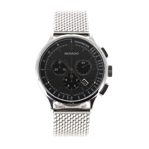 56 - Movado Circa chronograph stainless steel gentleman's bracelet watch, ref. 35.1.14.1184, no. 1413xxxx... 