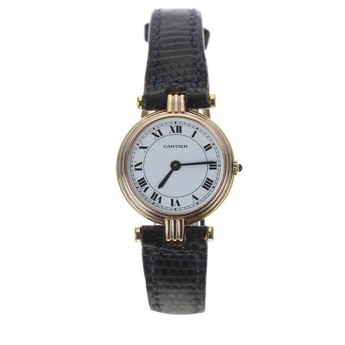 33 - Cartier Vendome 18ct tricolour lady's wristwatch, no. 810042xxx, sapphire cabouchon crown, signed wh... 