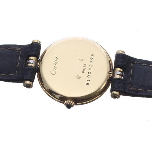 33 - Cartier Vendome 18ct tricolour lady's wristwatch, no. 810042xxx, sapphire cabouchon crown, signed wh... 