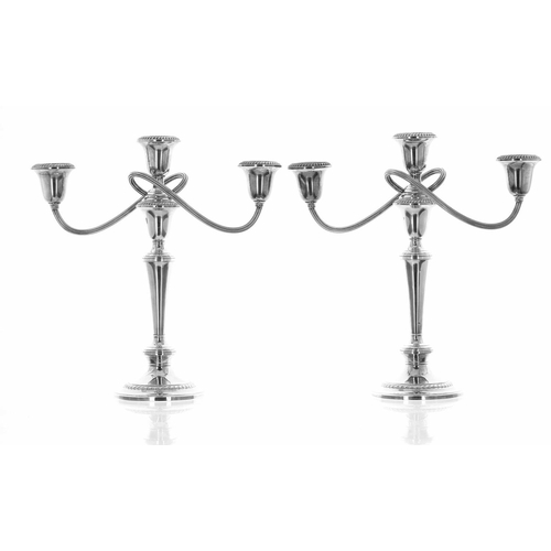 512 - Pair of Gorham Sterling filled candelabra, screw dividing into three parts, marks and numbered 639 t... 